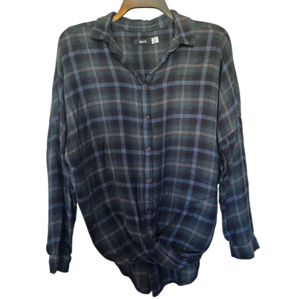 3/$15 BDG Plaid Cross Front Long Sleeve Shirt Size XS